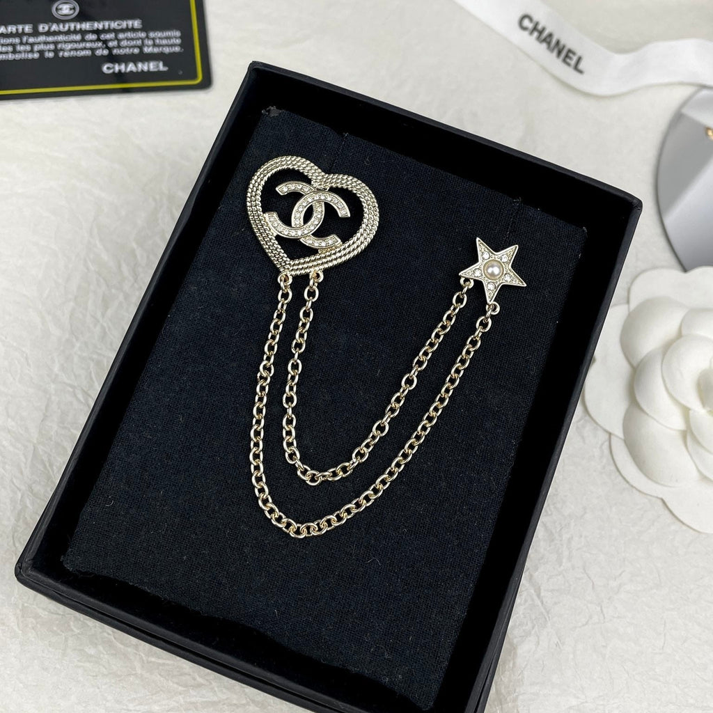Chanel Heart Star Brooch