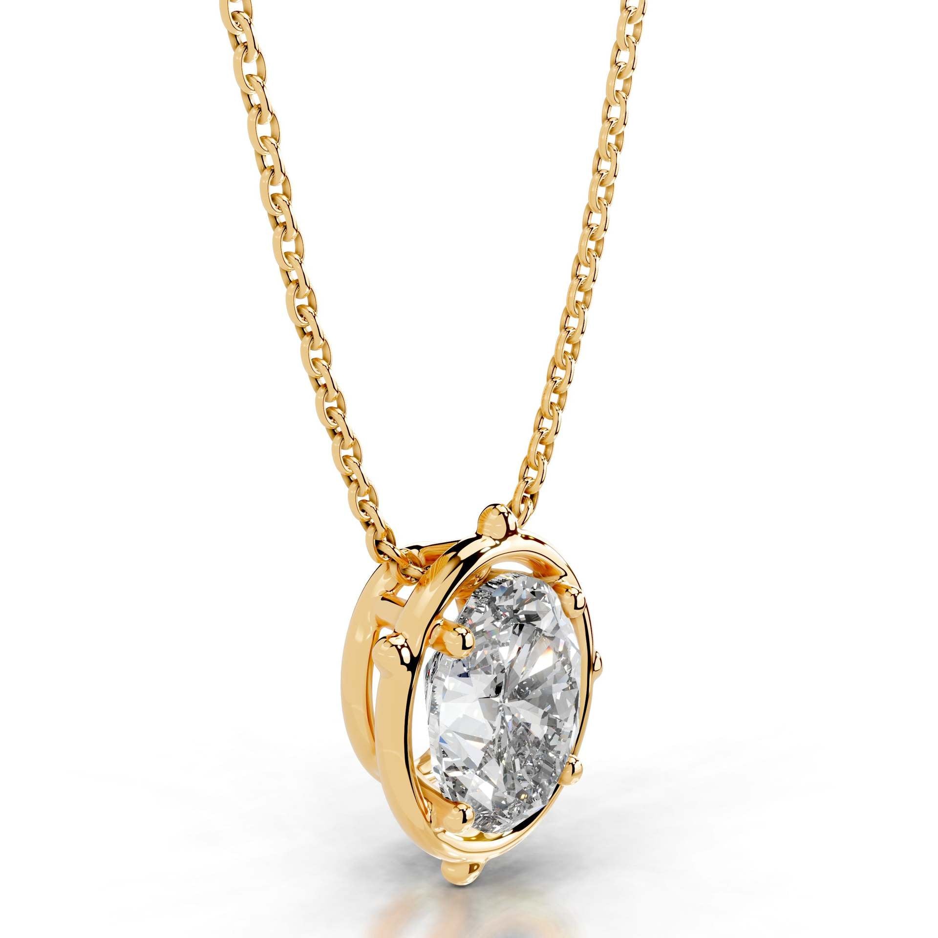 2CT Moissanite Pendant Gold Necklace