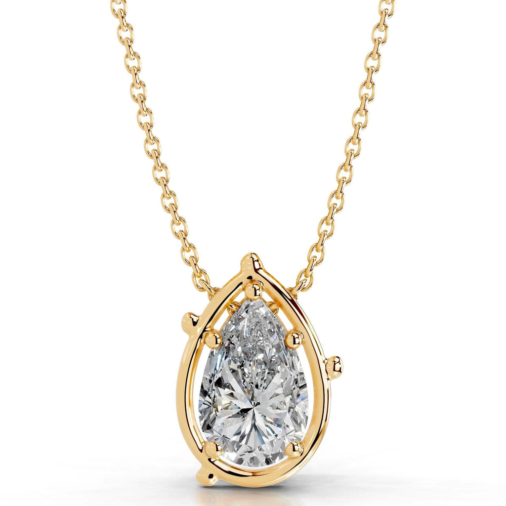 2CT Moissanite Pendant Gold Necklace