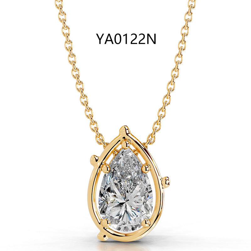 2CT Moissanite Pendant Gold Necklace
