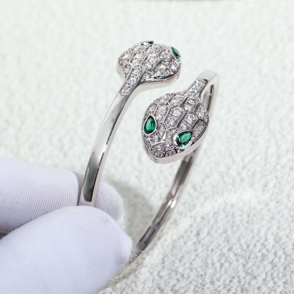 Bvlgari SERPENTI BRACELET SILVER DIAMOND DOUBLE SNAKE