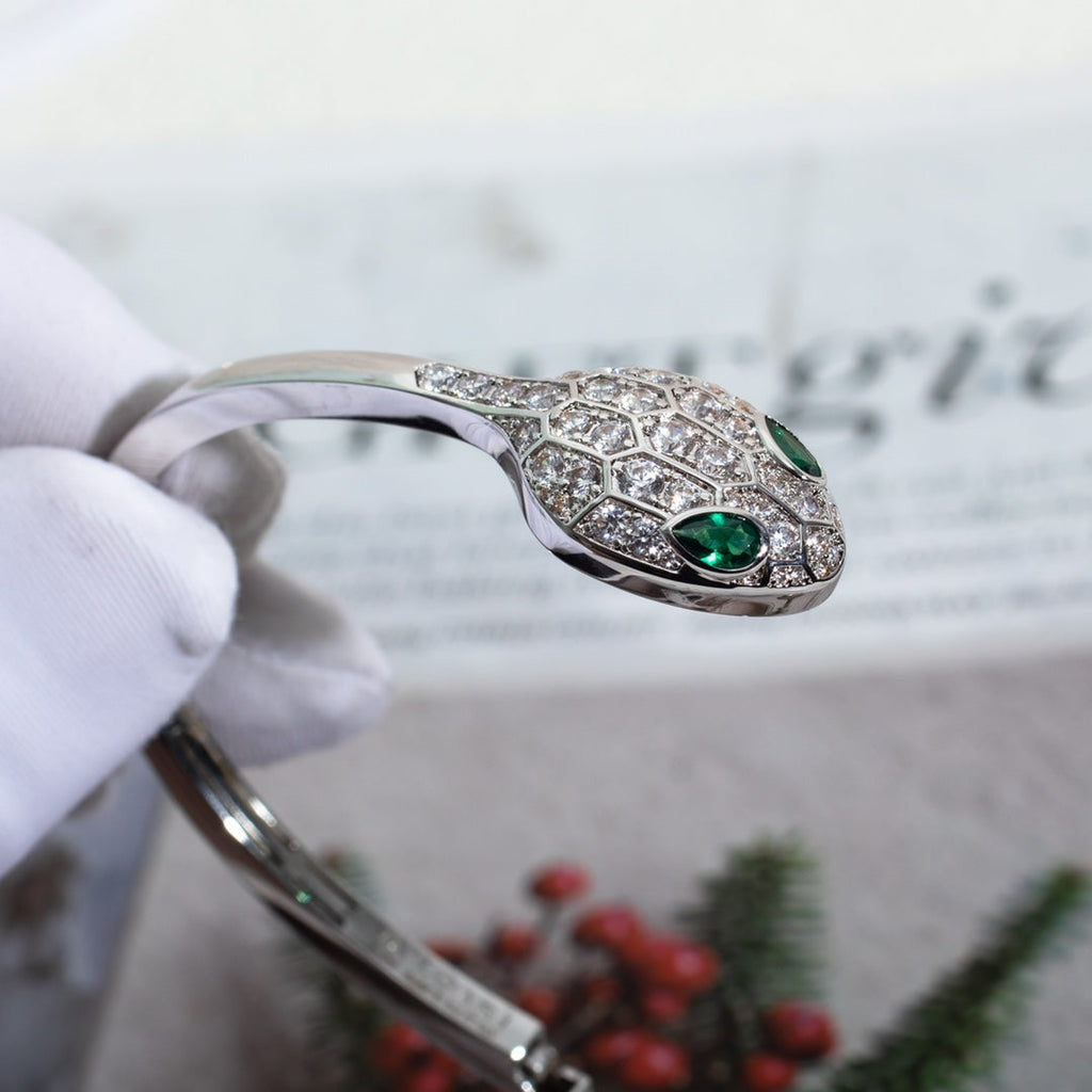 Bvlgari SERPENTI BRACELET SILVER DIAMOND DOUBLE SNAKE