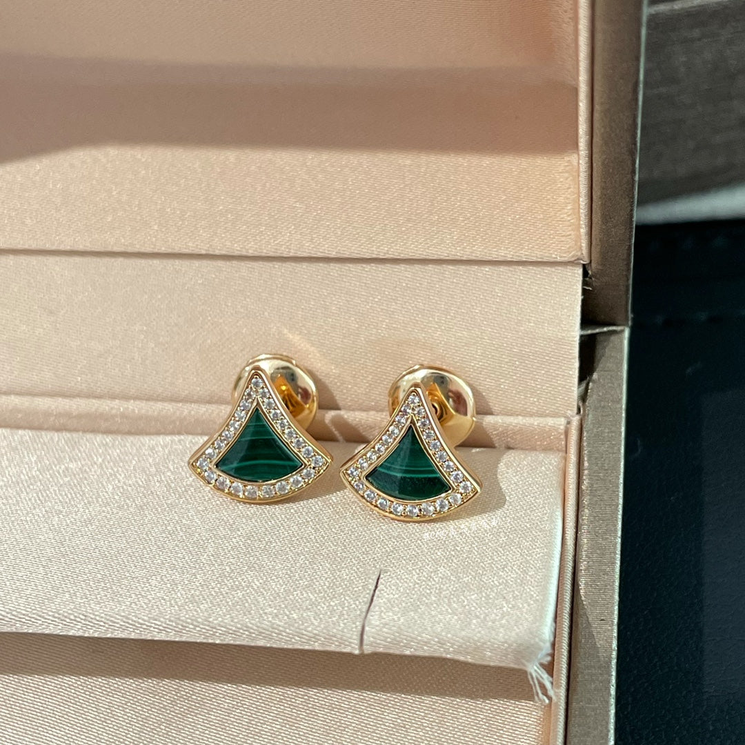 Bvlgari NEW DREAM MALACHITE PINK GOLD EARRINGS