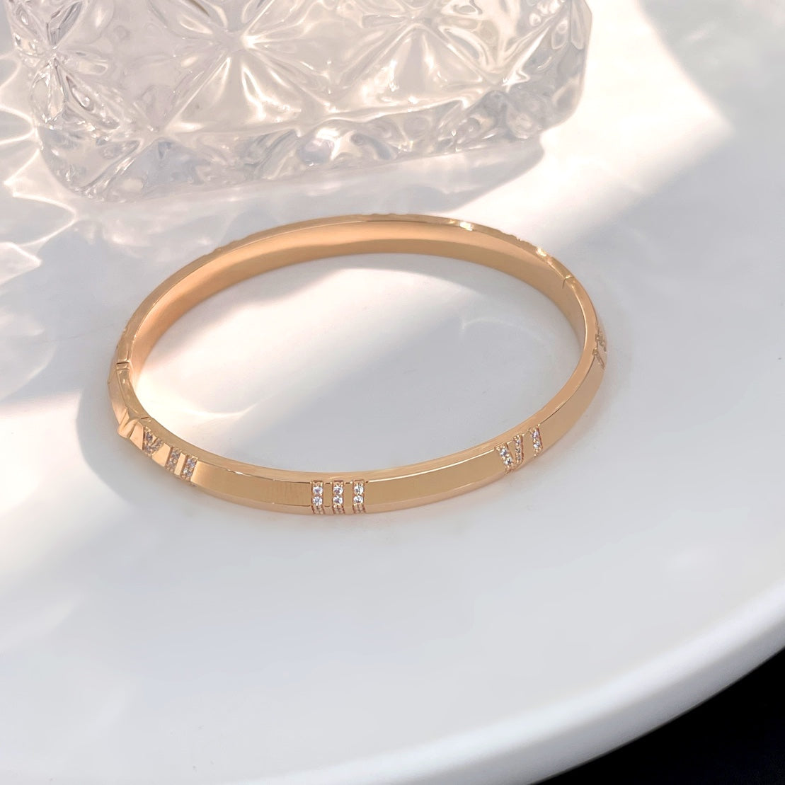 TIFFANY ATLAS BRACELET 6MM DIAMOND PINK GOLD