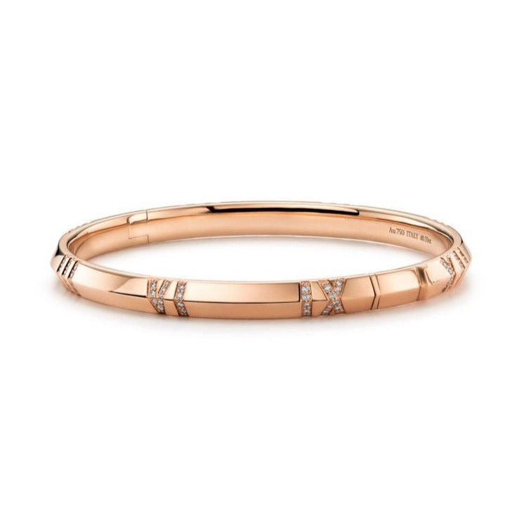 TIFFANY ATLAS BRACELET 6MM DIAMOND PINK GOLD