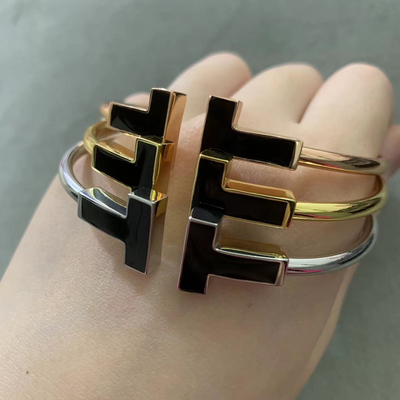 TIFFANY T WIDE ONYX OPEN BRACELET