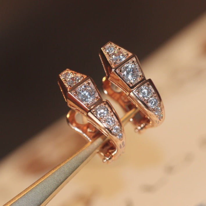 Bvlgari SERPENT PINK GOLD DIAMOND EARRINGS