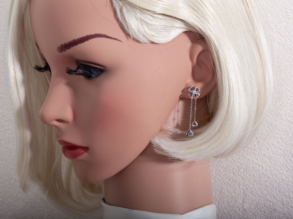 Bvlgari FIOREVER SILVER DIAMOND DROP EARRINGS