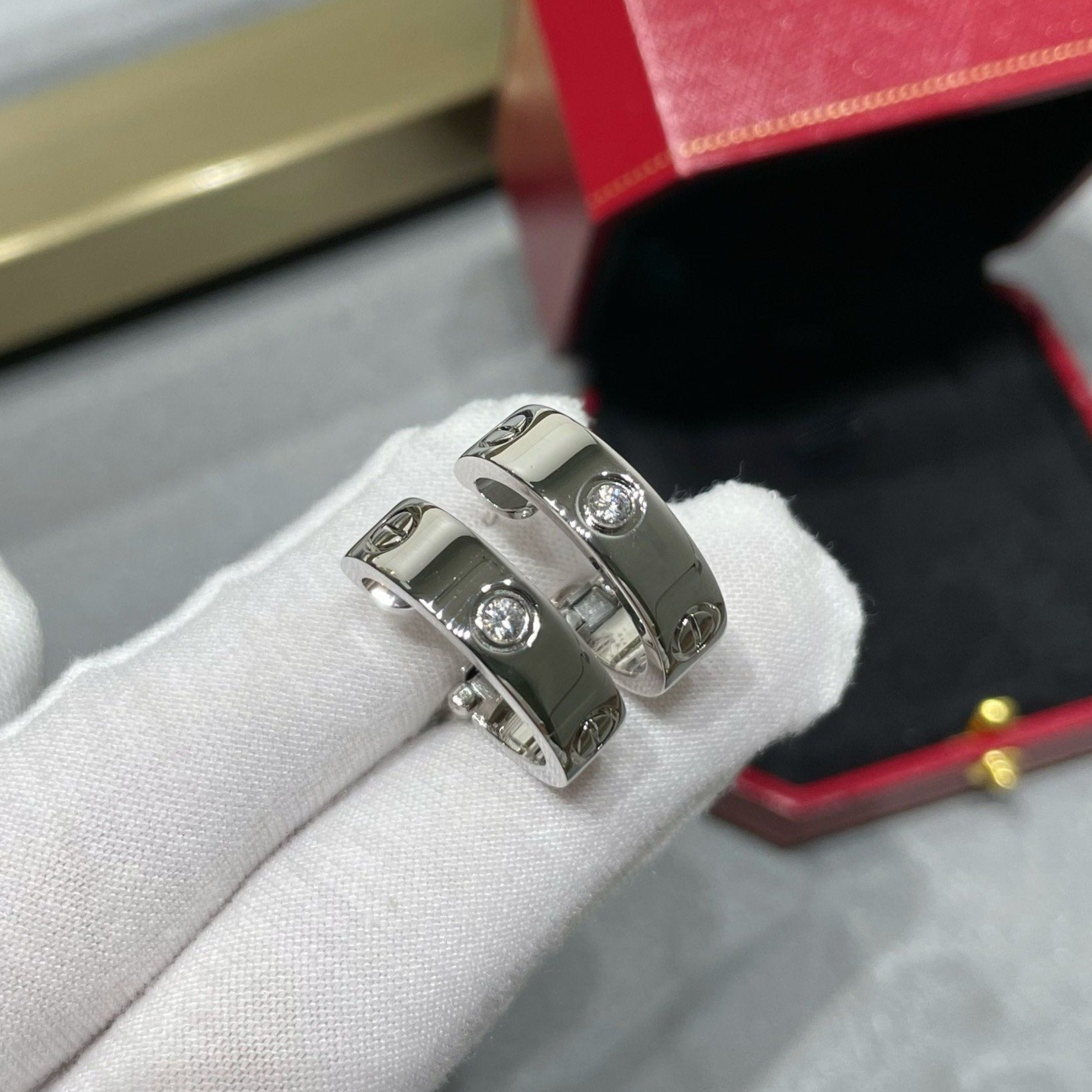 CARTIER LOVE 5.5MM 1 DIAMOND EARRINGS