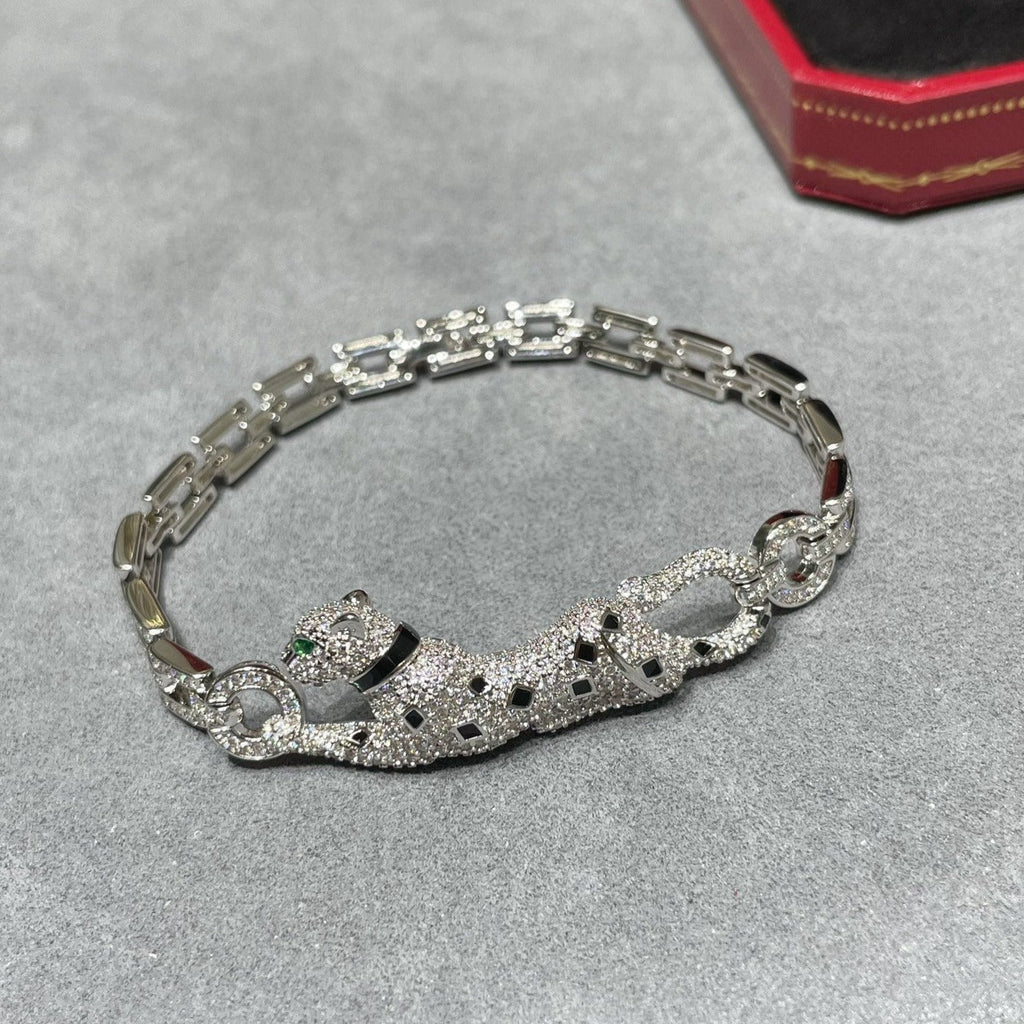 CARTIER PANTHERE DE CARTI SILVER DIAMOND ONYX BRACELET