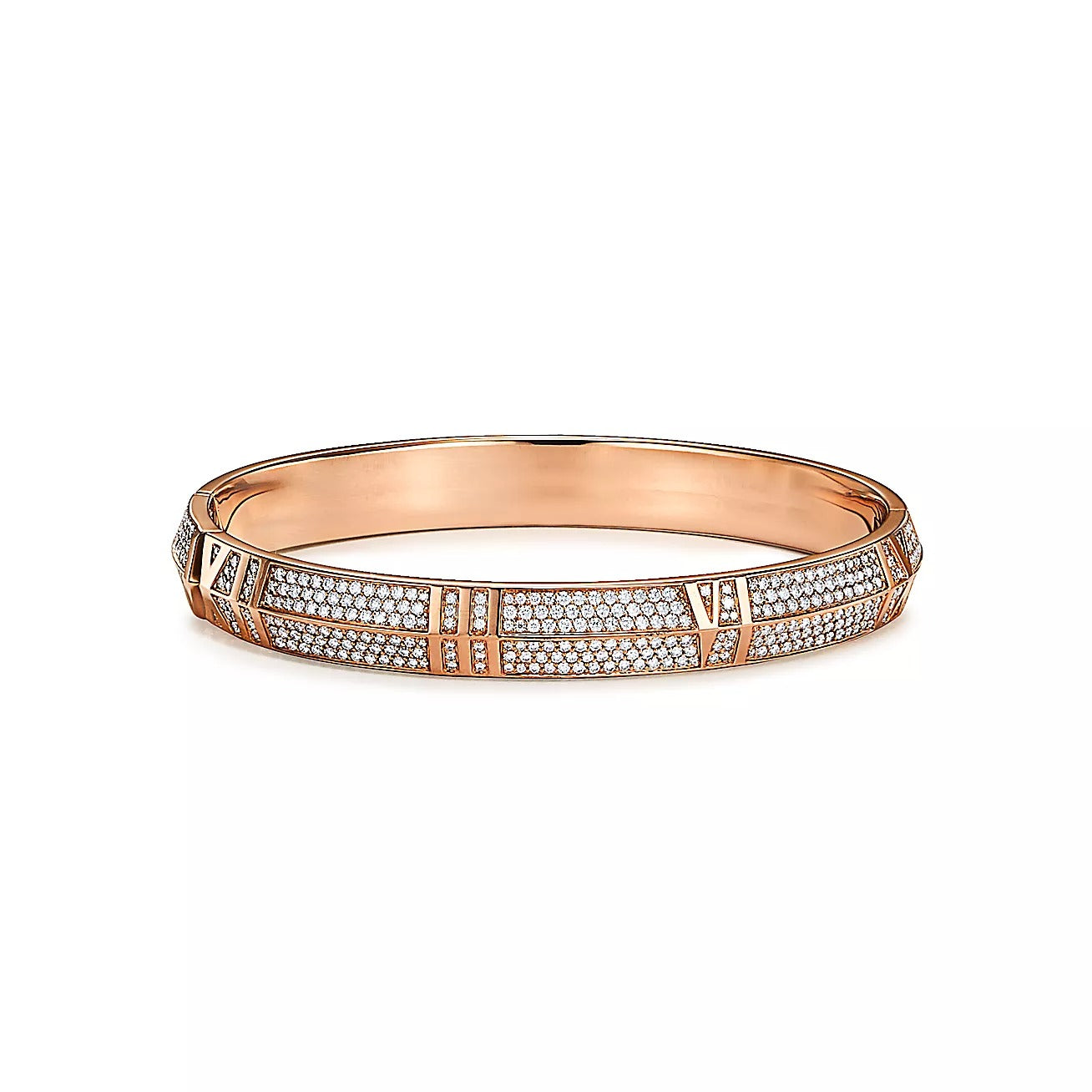TIFFANY ATLAS X PINK GOLD DIAMOND PAVED BRACELET