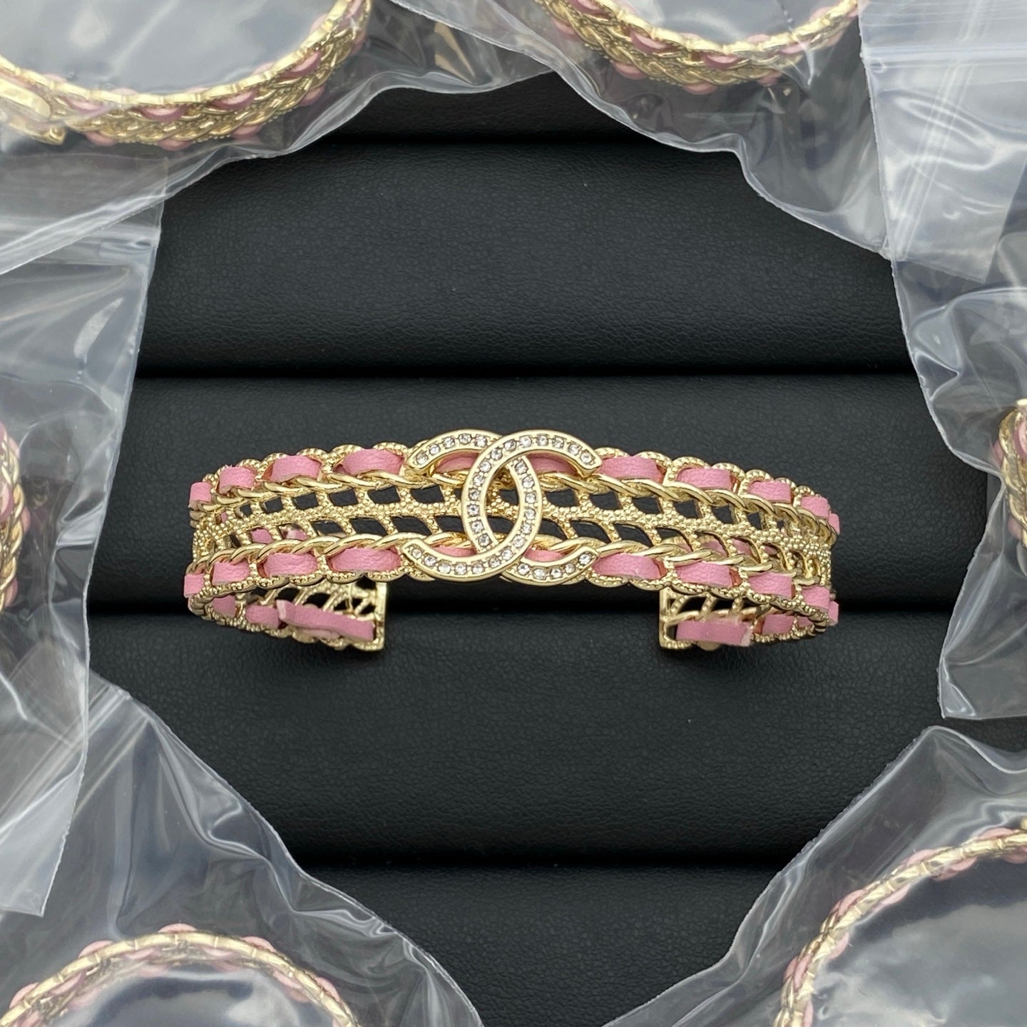 Chanel Pink Leather Bangle
