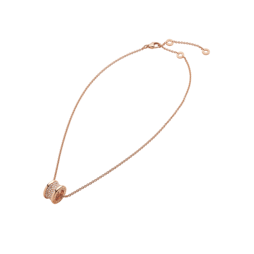 Bvlgari ZERO 1 PINK GOLD PENDANT NECKLACE WITH PAVED DIAMONDS