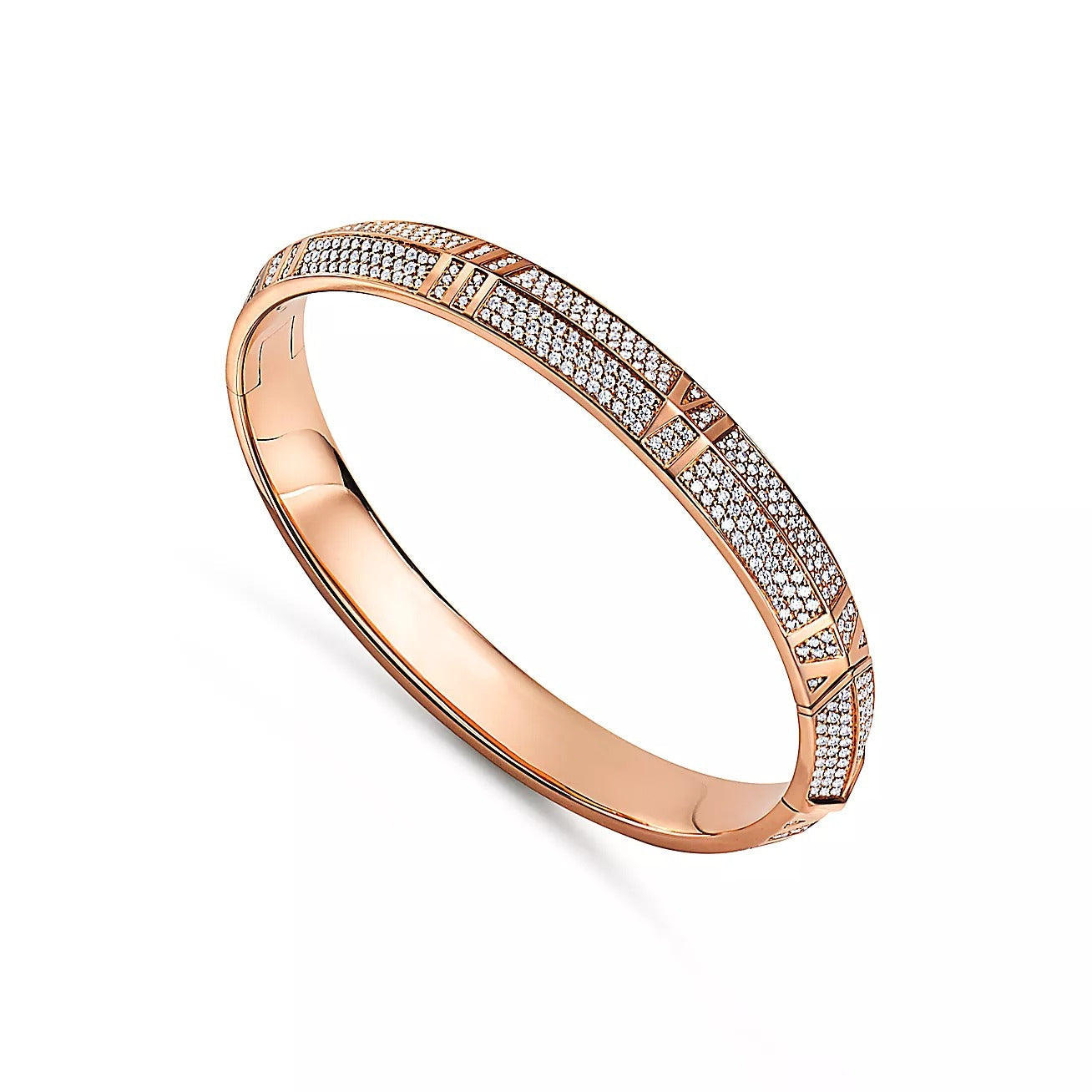 TIFFANY ATLAS X PINK GOLD DIAMOND PAVED BRACELET