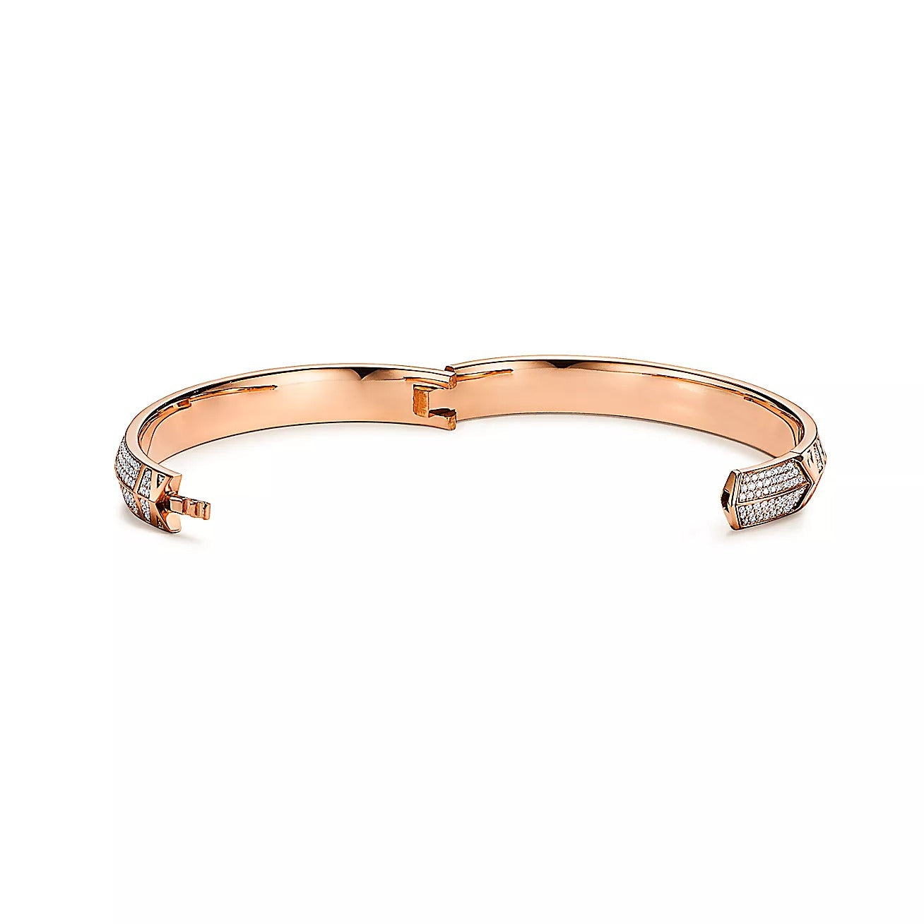 TIFFANY ATLAS X PINK GOLD DIAMOND PAVED BRACELET