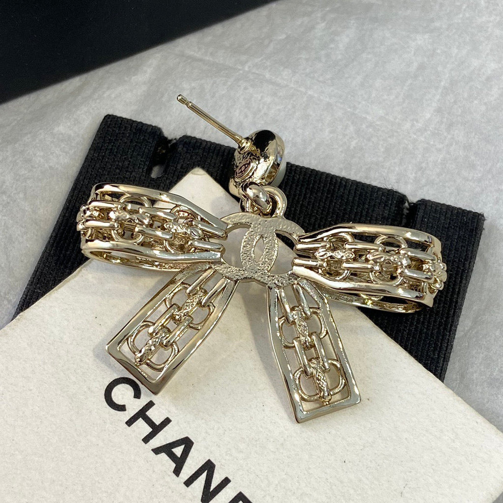 Chanel Gold Bowknot Earrings