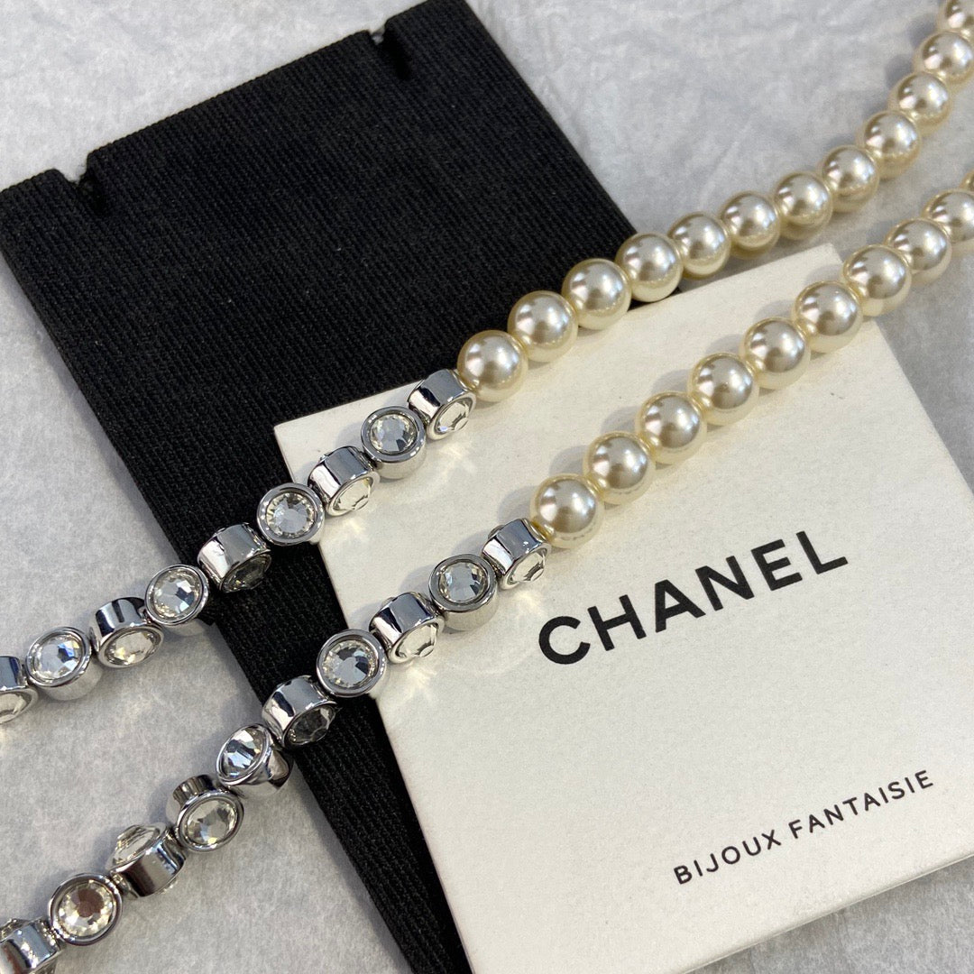 Chanel Blue Heart Pearl Diamond Necklace