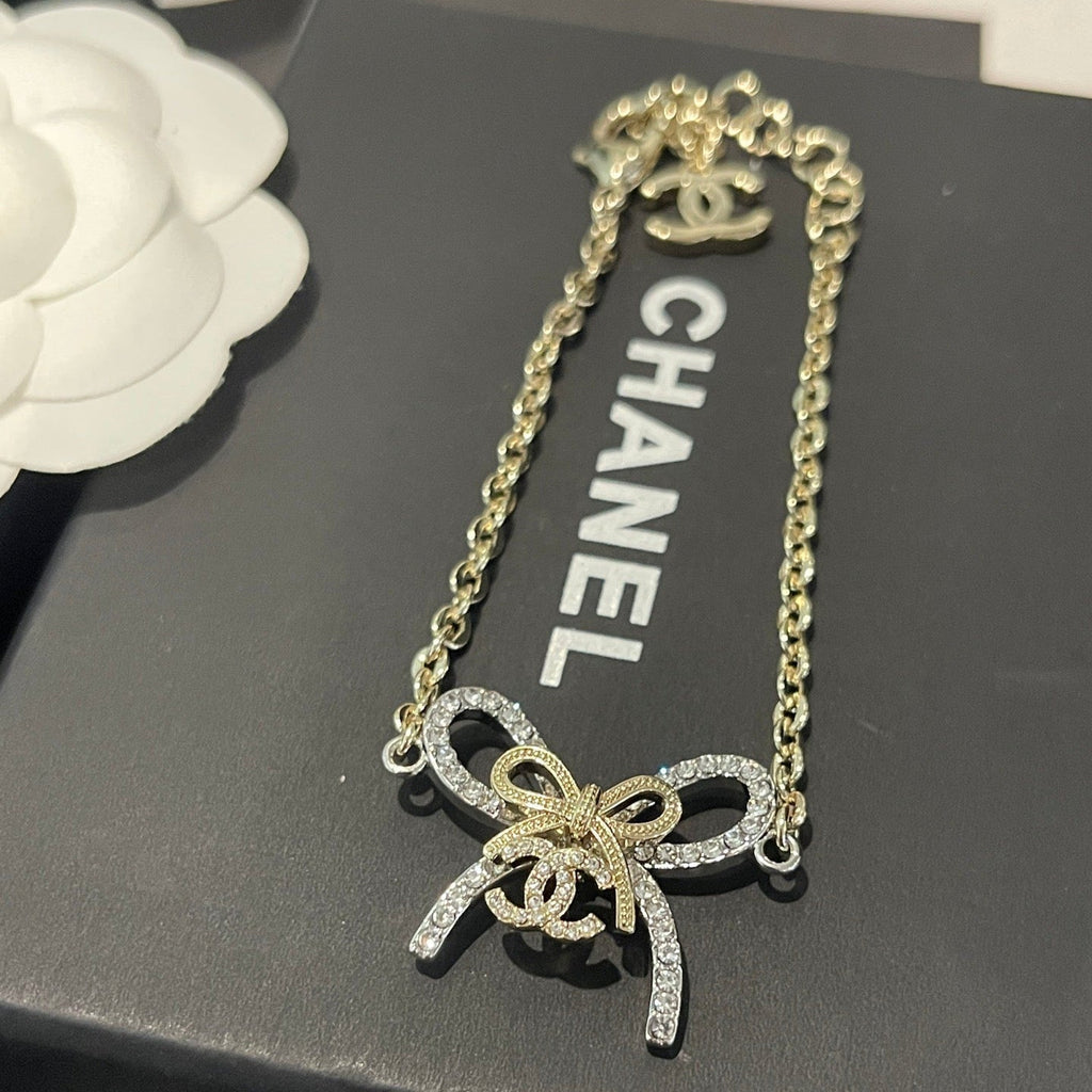 Chanel Double Knot Necklace Bracelet Earrings