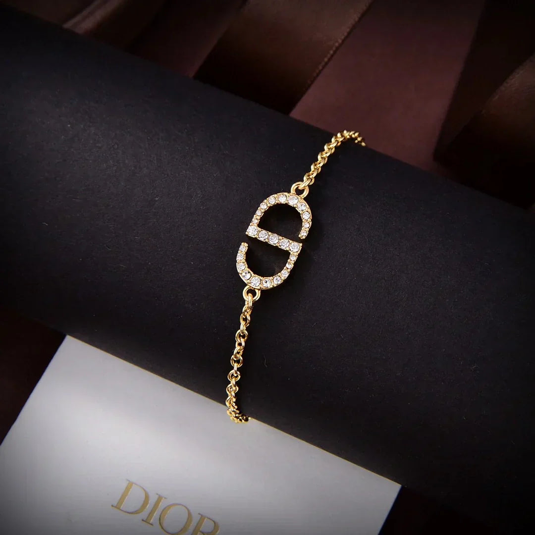 Dior Simple Diamond Necklace Bracelet