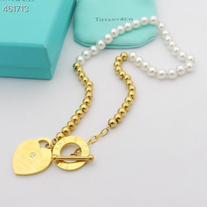 TIFFANY RETURN TO TIF HEART TAF BEAD PEARL BRACELET