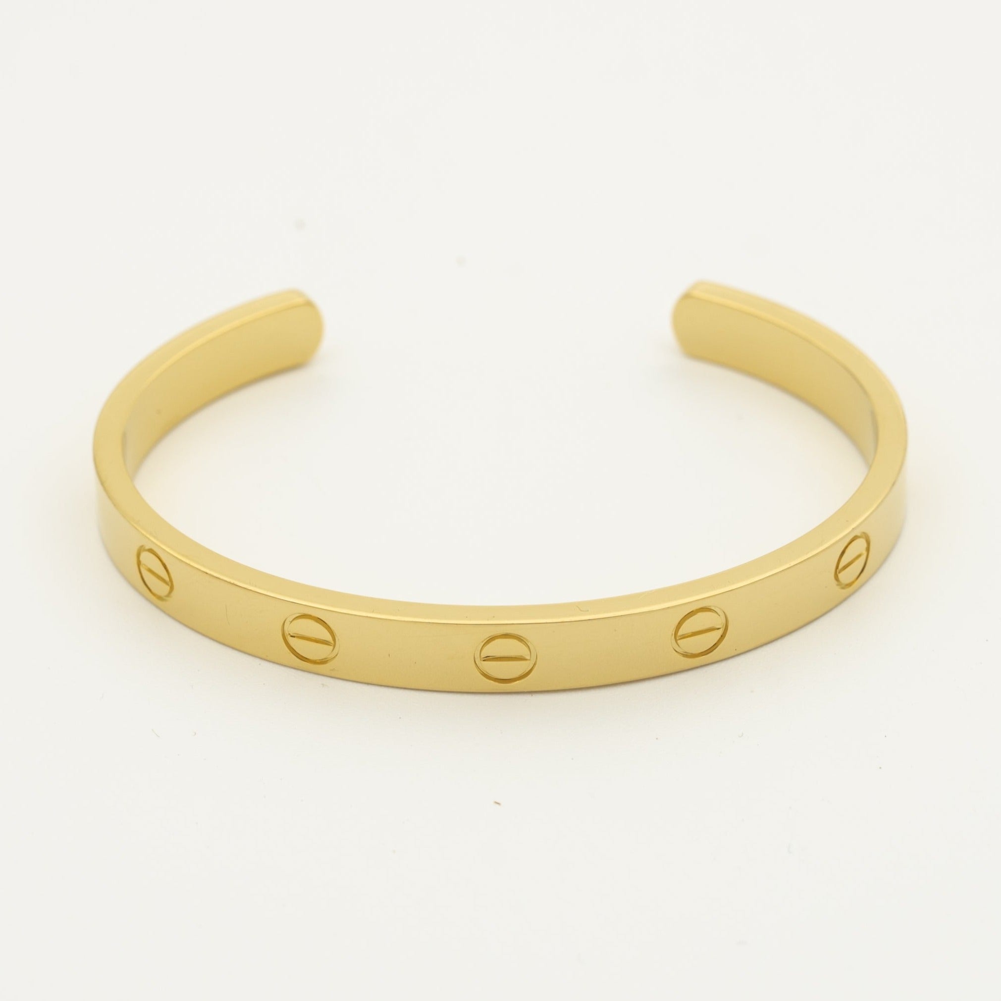 CARTIER LOVE BRACELET 6.1MM OPEN CUFF GOLD