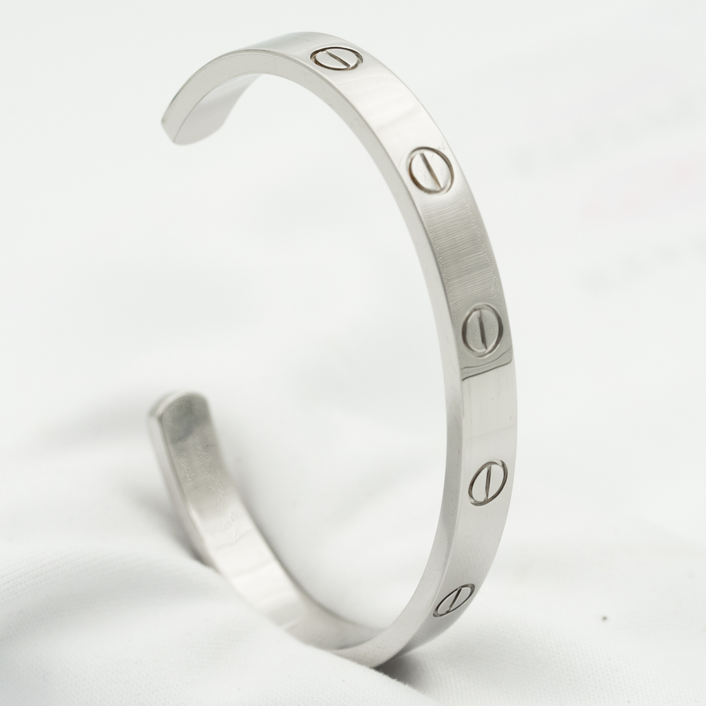 CARTIER LOVE BRACELET 6.1MM OPEN CUFF SILVER