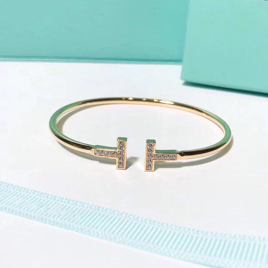 TIFFANY T BRACELET 1.8MM GOLD DIAMOND