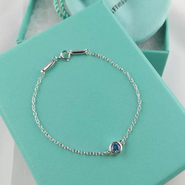 TIFFANY DIAMOND STERLING SILVER AQUAMARINE BUBBLE BRACELET