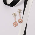 18K  Chanel Black & Pink Camellia Diamond Long Earrings