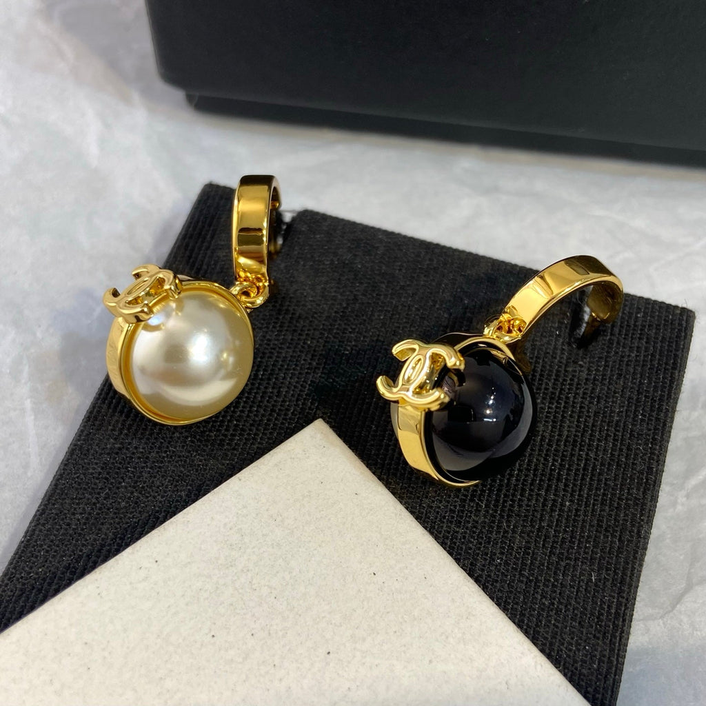 Chanel Double C Pearl Earrings