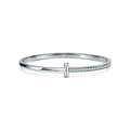 TIFFANY NARROW T1 HINGED BANGLE DIAMOND SILVER