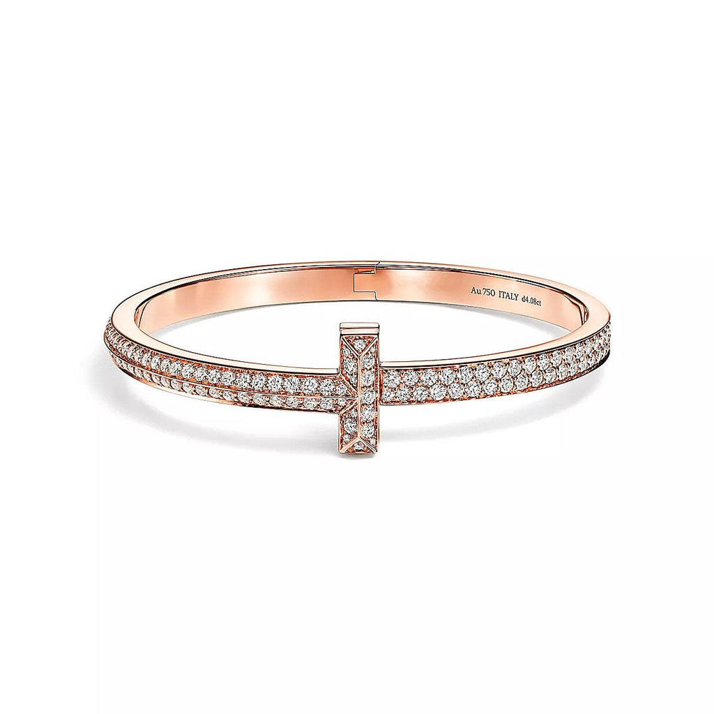 TIFFANY T1 WIDE HINGED BANGLE DIAMOND PAVED BRACELET